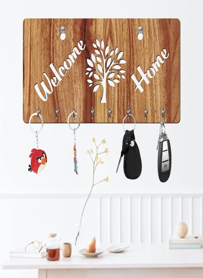 Freny Exim Welcome Home Wooden Key Holder with Face Mask Hanging with 8 Hook - Beige 027 - Image 2